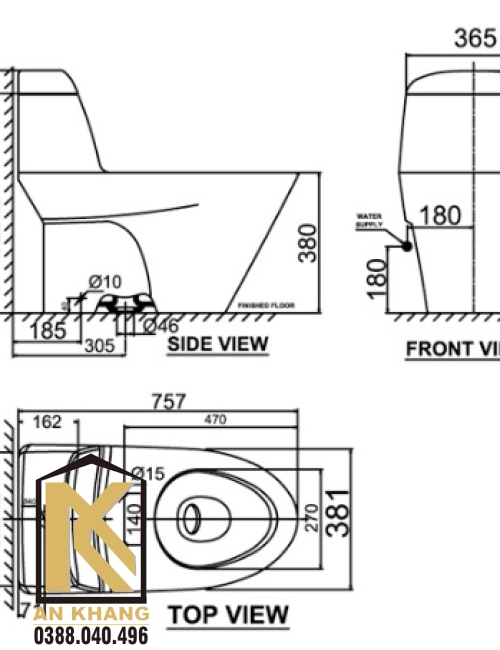 Bàn cầu 1 khối VF-2011 AMERICAN STANDARD Cozy 