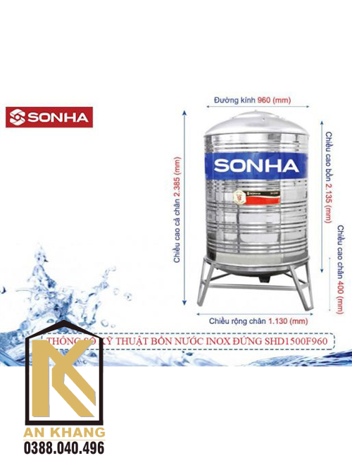 Bồn Inox Sơn Hà 1500L Đứng
